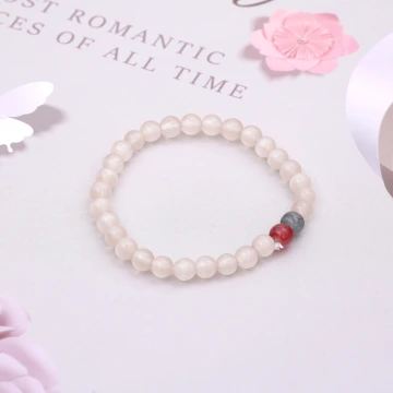 紅黑雙晶小貓眼×固定式串珠手鍊