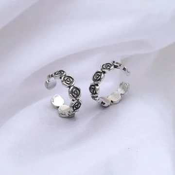 復古玫瑰花圈&times;U型耳骨夾