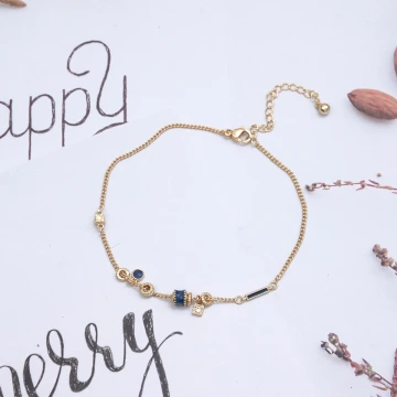 深藍圈閃鑽流蘇×腳鍊