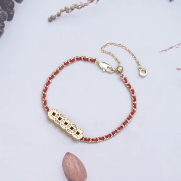 五帝銅錢&times;紅繩手鍊