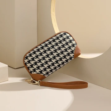 千鳥紋長版×手拿包×棕咖