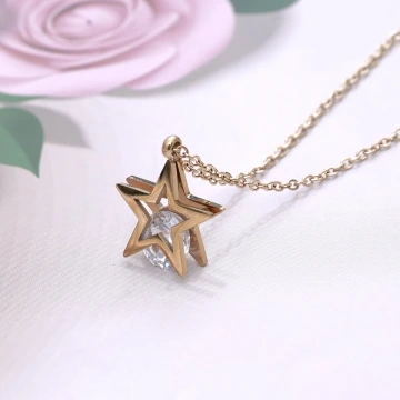 316鋼飾×靈動五芒星×鎖骨項鍊×金色