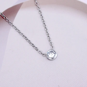 316鋼飾×小單鑽×鎖骨項鍊×銀色