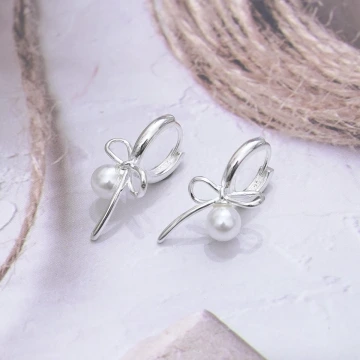 925銀針×領結珍珠×吊墜耳扣