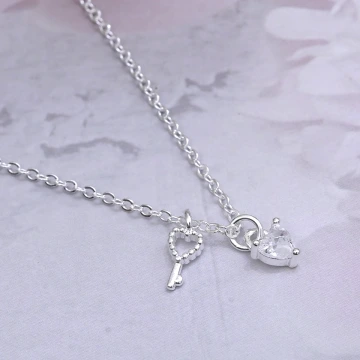 925銀飾×心鎖鑰匙×鎖骨項鍊