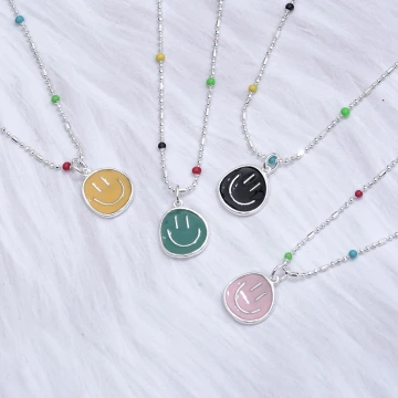 925銀飾×彩色笑臉×鎖骨項鍊×共四色