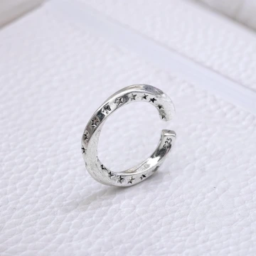 925銀飾×旋轉復古星星×開口戒指