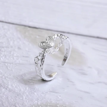 925銀飾×愛心蝴蝶酥鍊條×開口戒指