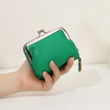 素面荔枝紋口金包&times;雙層可拆&times;風琴卡夾&times;綠色
