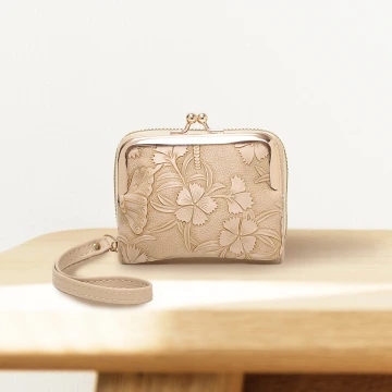 復古花園壓紋口金包&times;雙層可拆&times;風琴卡夾&times;卡其