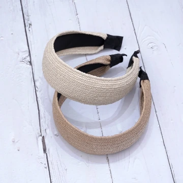 拉菲草編素色寬版×髮箍×共二色