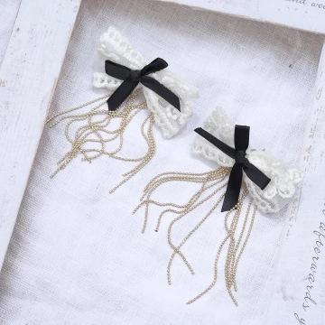 法式蕾絲蝴蝶結&times;吊墜耳環