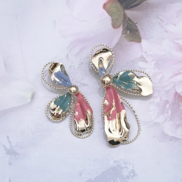 琺瑯金屬大花朵&times;蚊香盤U型耳夾