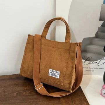 燈芯絨休閒小方包×斜背包×棕咖