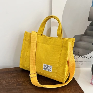 燈芯絨休閒小方包&times;斜背包&times;黃色