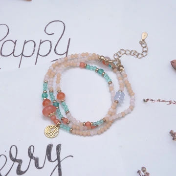 福字彩色串珠&times;多層手鍊（可當項鍊）