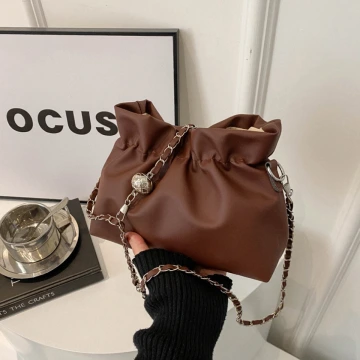 抓皺小水桶包&times;小香風鍊條斜背包&times;棕咖