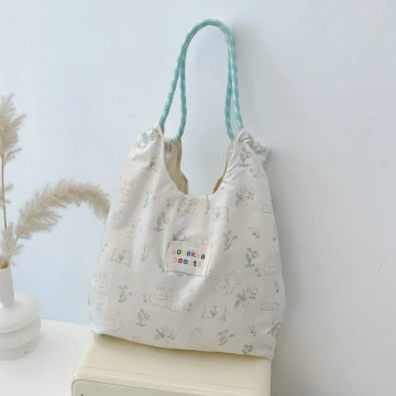 森林動物印花&times;手提袋&times;綠色兔兔