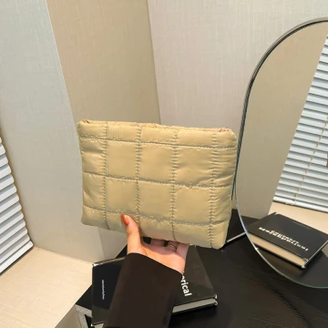 方格空氣包&times;化妝包&times;卡其