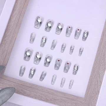 東方水墨仙鶴亮面&times;穿戴式手指甲片&times;二十四入