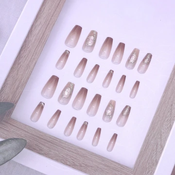 漸變粉紅魔鏡亮面×穿戴式手指甲片×二十四入