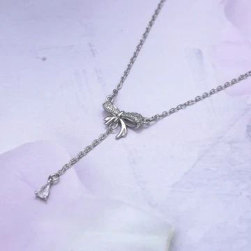 925銀飾×淡雅蝴蝶結流蘇×鎖骨項鍊