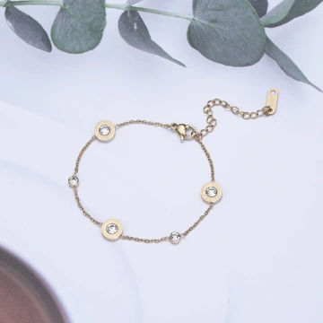 316鋼飾×羅馬數字圓鑽 ×手鍊×金色