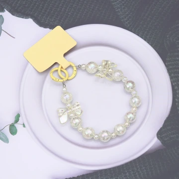 糖果紙彩珠蝴蝶結&times;手機腕帶掛繩&times;黃色