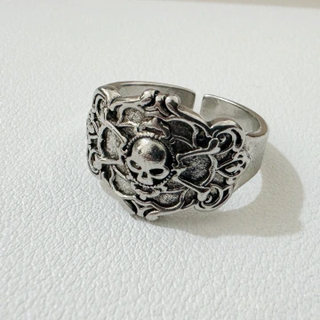 美式&times;復古&times;骷髏頭&times;開口戒指