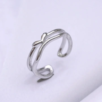 925銀飾&times;雙線水滴愛心&times;開口戒指