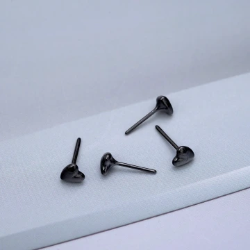 小愛心&times;陶瓷&times;養耳棒&times;二套件耳環組&times;黑色