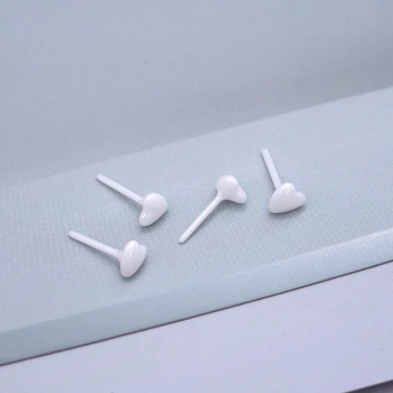 小愛心×陶瓷×養耳棒×二套件耳環組×白色