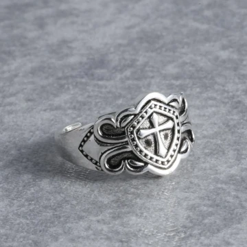 美式×復古×十字架之盾×開口戒指×中性戒