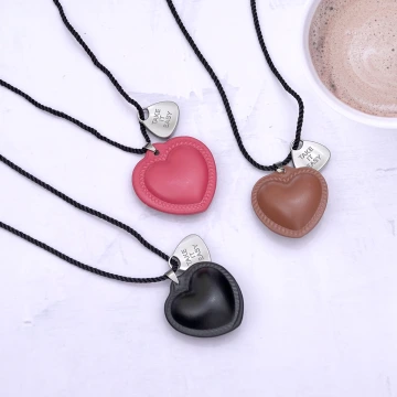 皮革愛心take it easy&times;蠟繩&times;可調節長項鍊&times;共三色