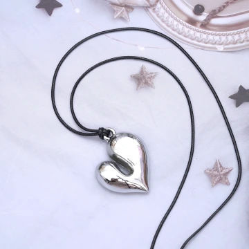 不規則愛心×蠟繩×可調節長項鍊