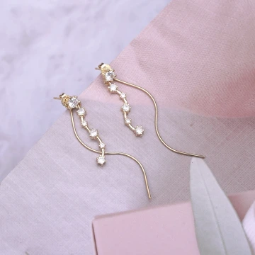 銀河星鑽波浪&times;後掛式吊墜耳環