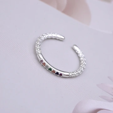 925銀飾&times;彩色小鑽&times;開口戒指