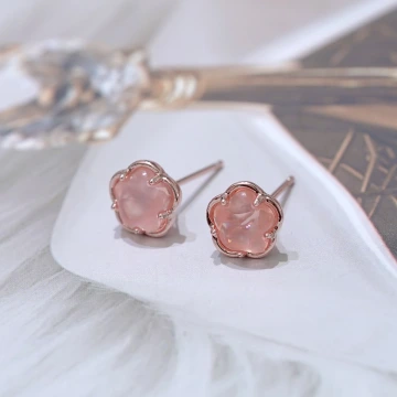 貓眼粉紅桃花&times;耳環