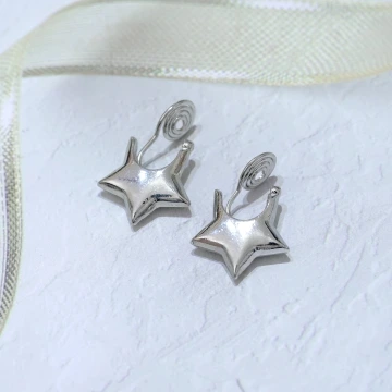 金屬五角星×蚊香盤U型耳夾