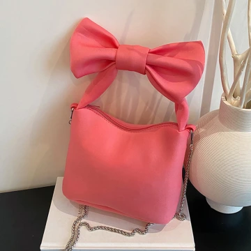 蝴蝶結手提把&times;鍊條斜背包&times;粉紅