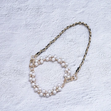 金色鑲鑽珍珠葡萄&times;飲料杯繩&times;黑色提把