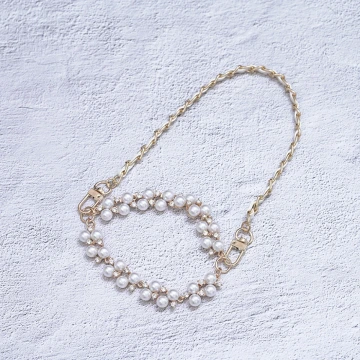 金色鑲鑽珍珠葡萄&times;飲料杯繩&times;白色提把