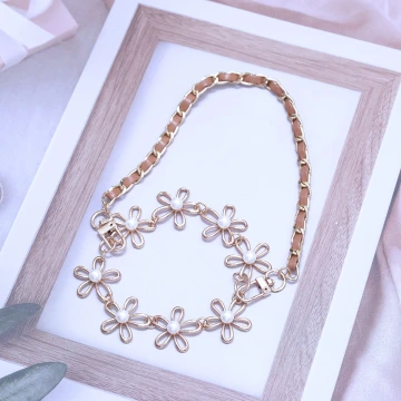 金色珍珠雛菊&times;飲料杯繩&times;棕咖提把