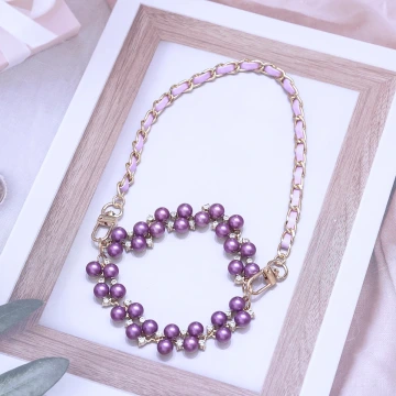 紫色鑲鑽珍珠葡萄&times;飲料杯繩&times;紫色提把