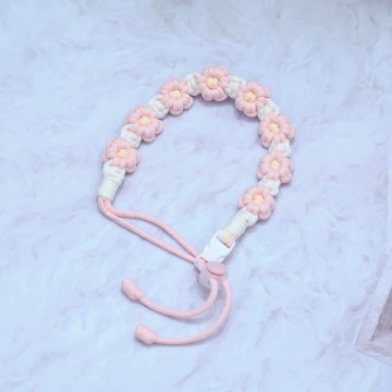 小雛菊編織&times;飲料杯繩&times;粉紅