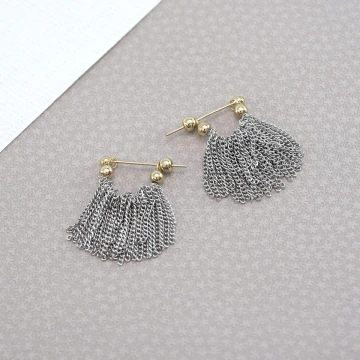 流蘇鍊條瀑布×後掛式吊墜耳環
