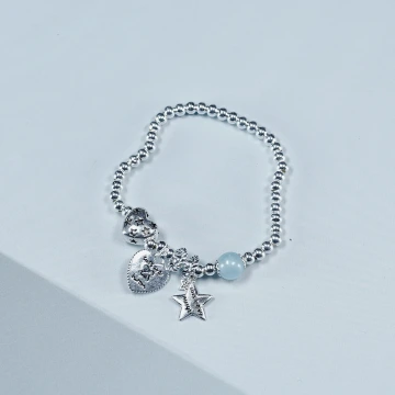 酷銀愛心星星×彈性繩手鍊