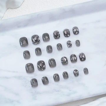 跩酷冰透黑鑽亮面&times;穿戴式手指甲片&times;二十四入