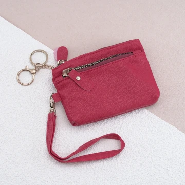 皮革多層鑰匙扣×手拿零錢包×紅色