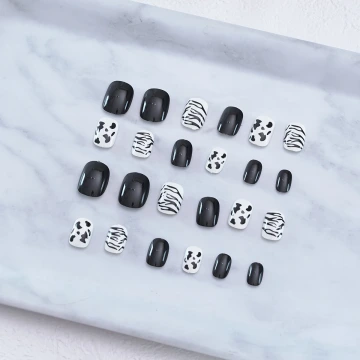 經典動物皮紋亮面×穿戴式手指甲片×二十四入